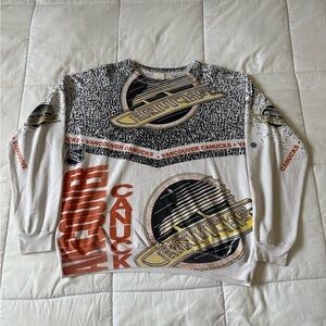 90s Vancouver Canucks All Over Print Crewneck